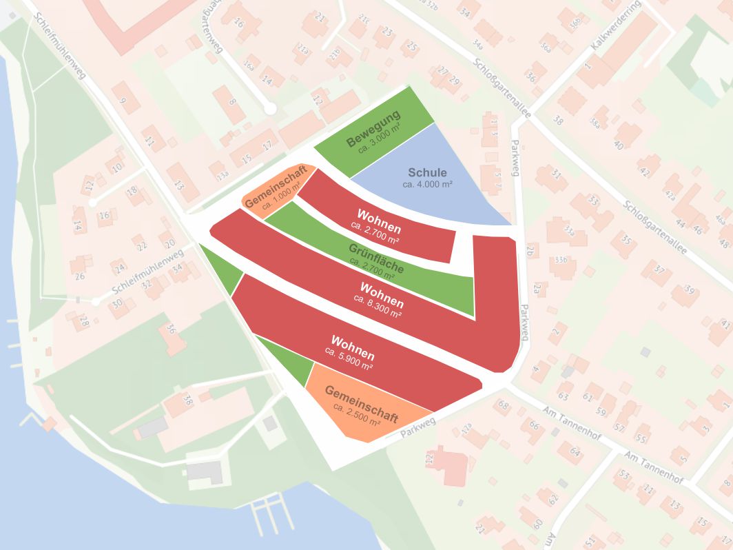 Wohnpark Paulshöhe Schwerin - Vorschlag für Flächenverteilung